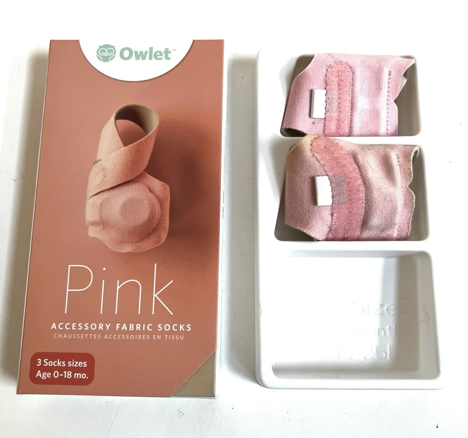 Owlet Smart Sock 2 Baby Monitor Fabric Socks 1, 2, Months 0-4 PINK In Box