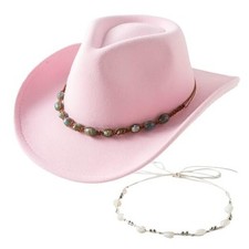 Western Cowboy Hat for Kids Girl Boy Classic Fedora Hat Felt 1-4T Light Pink