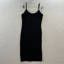Absolutely Love It Women’s Tank Dress Ribbed Bodycon Basic Black In Size L NWT