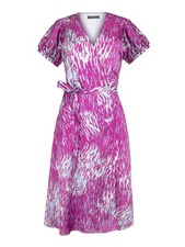 RACHEL ROY Womens Pink Tie Lined Short Sleeve Midi Wear To Work Wrap Dress 2