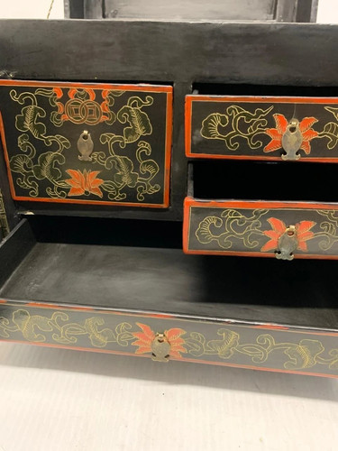 Antique Japanese Jewelry Box Birds & Flowers - Picture 9 of 12