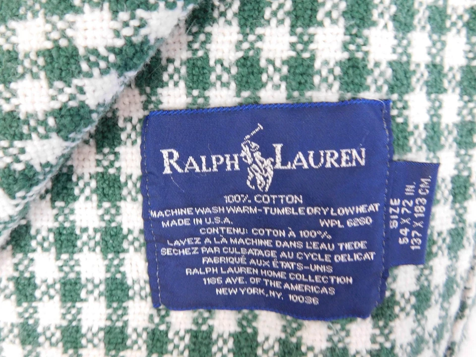 Ralph Lauren Woven Tablecloth 54"x72" Green Check & Fringe 100% Cotton USA - Image 4 of 4