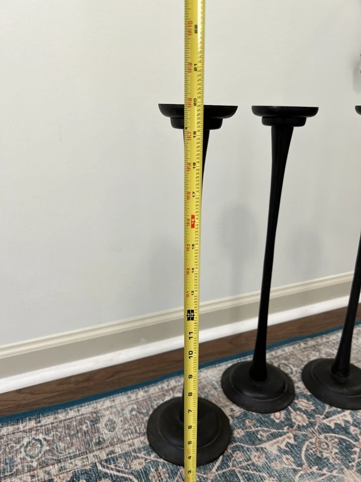 Pottery Barn 20” Wrought Iron Candlesticks Set Of 3 Rustic Farmhouse Cottage - Image 2 of 4