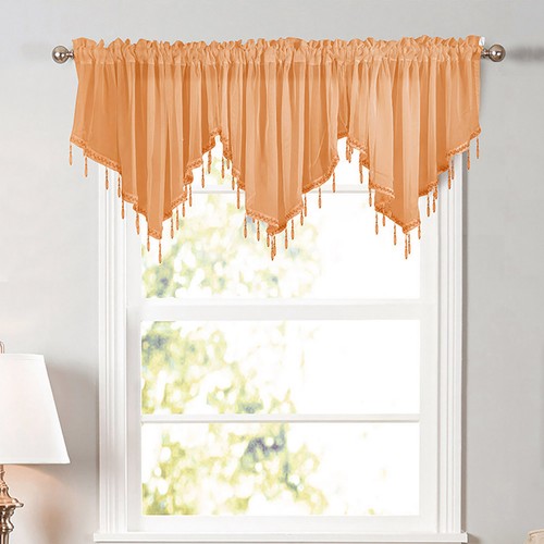 Solid Color Triangle Shape Kitchen Short Curtain Window Valance Drape Home Decor - Picture 4 of 17