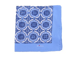 Kiton Blue /& Purple Floral Silk Pocket Square Handmade In Italy
