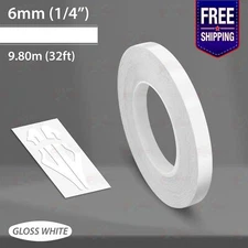 GLOSS WHITE 1/4" PIN STRIPE Car Model Motorcycle Decal TAPE Vinyl Sticker 6mm