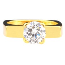 Solid 14KT Yellow Gold 2.80Ct Round Shape D/VVS1 Solitaire Women's Ring