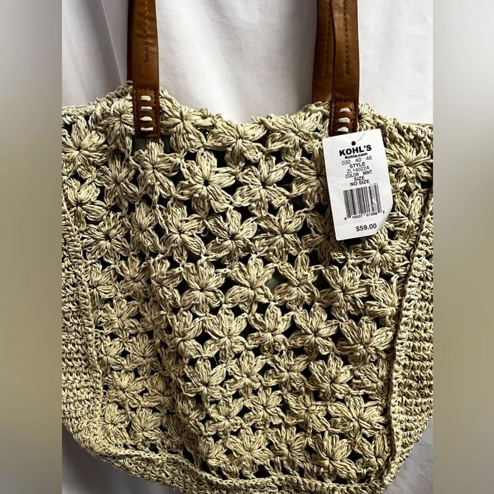 NWT Large Straw Bag, Tote, Purse - Image 2 of 4