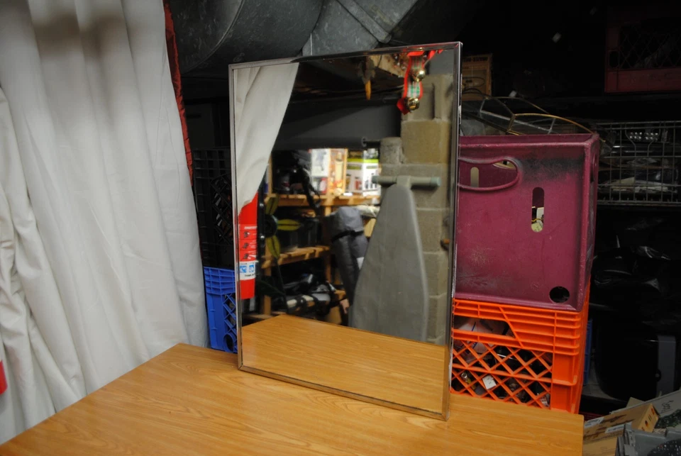 1960s Mid Century Modern Medicine Cabinet Bathroom Mirror Steel No Shelves rust - Image 2 of 4