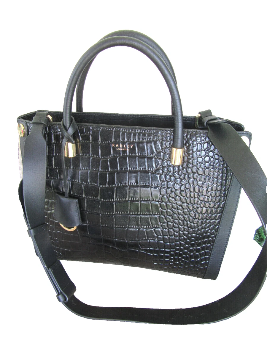 Radley London Lansdowne Road BLACK Croc Grab Tote Shoulder Bag NEW A397319 298