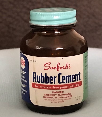 1958 Sanford Ink Co. Rubber Cement - 4 fl oz. (118 cc.) - Mostly Full Vintage