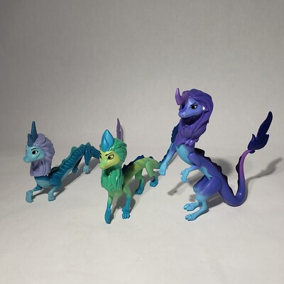 Lot of 3 Disney Raya and The Last Dragon Figures Sisu Jagan Pengu Heads Swivel