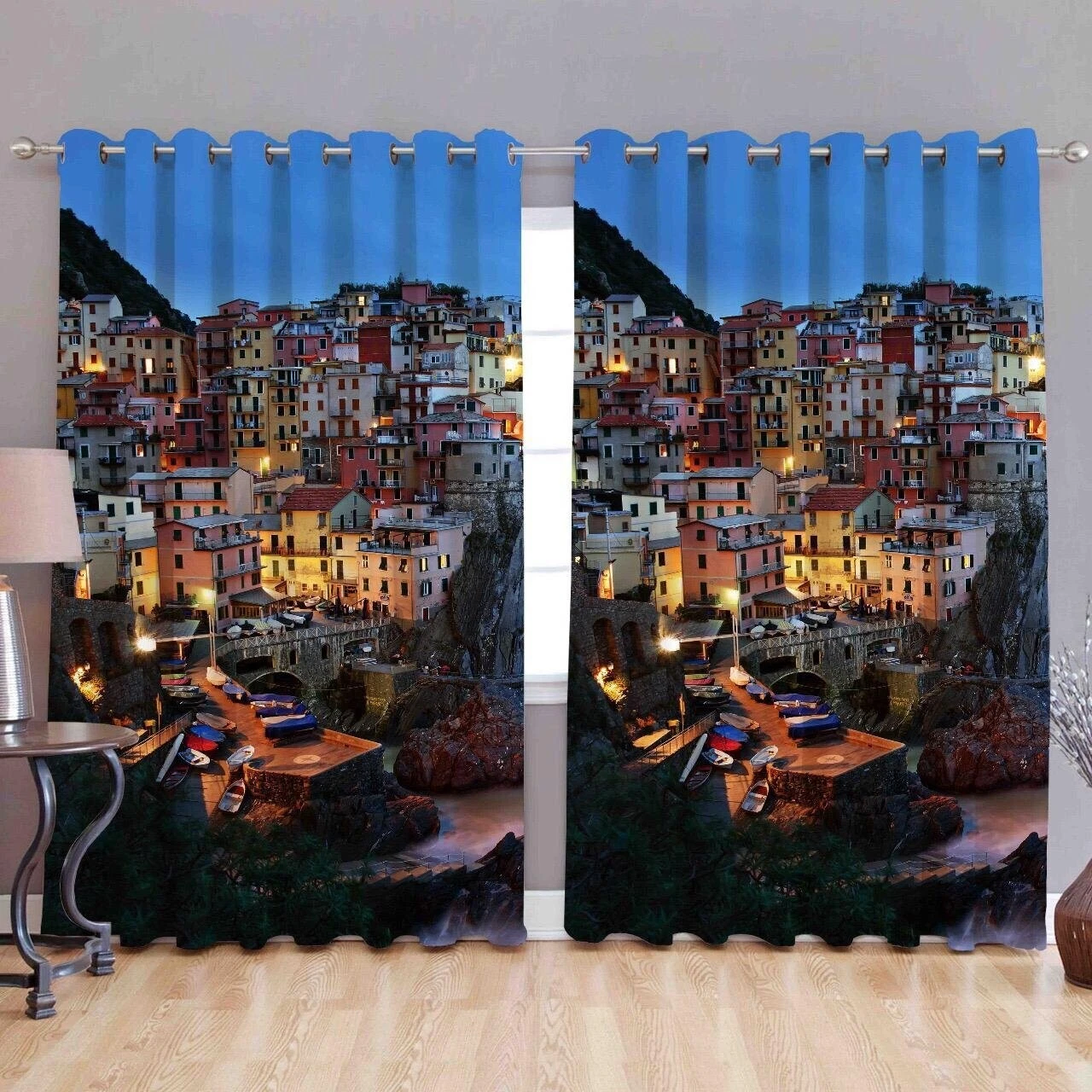 Polyester Digital Print Grommet Curtain for Door Eyelets, 7x4 Feet Pack of 2