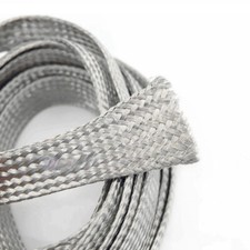 Tinned Copper Braided Sleeve Expandable Cable Wire Sheath Audio Signal Shield 1m