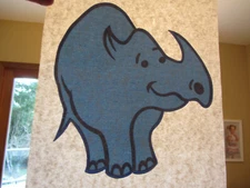 BIG BLUE RHINO  vintage 70s iron on t shirt transfer full size 