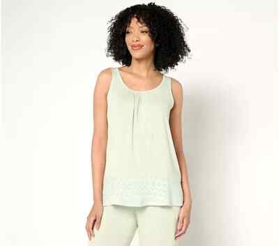 Cuddl Duds Soft Stretch Flounce Hem Tank Seaglass Green Size 1X A676563
