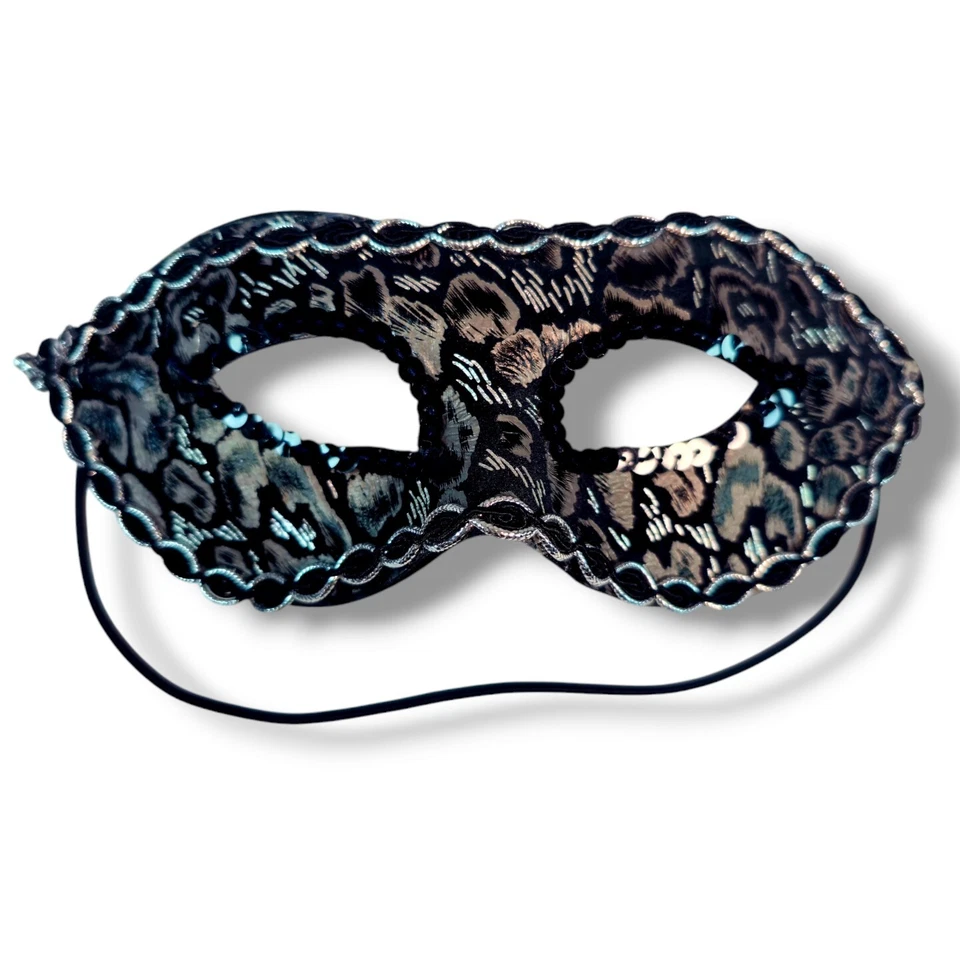 Máscara de bola de máscara veneziana festival de renda simplista prata preta 50 tons - Imagem 2 de 4