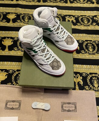 NEW 100% Authentic Gucci White Demetra GG Logo Basket High