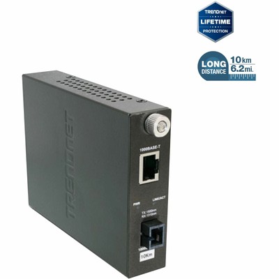 TRENDnet 1000Base-T to WDM TX-1550 Single Mode Fiber Converter (10 km/6.2 miles)