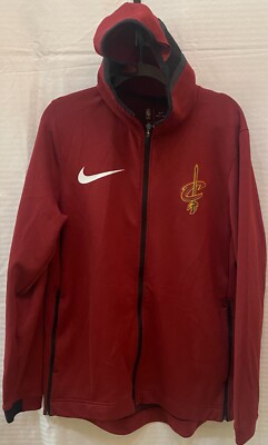 Nike Dri-Fit Jacket Men's Large Red Hooded Full Zip NBA Cleveland Cavaliers