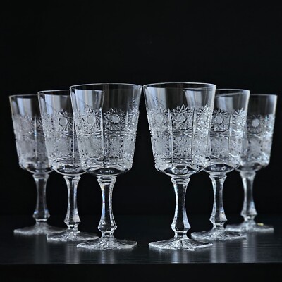 Bohemian Czech 7.25 oz Crystal Wine Glass 220 ml Hand Cut Queen