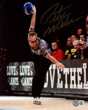 PETE WEBER SIGNED AUTOGRAPHED 8x10 PHOTO CELEBRATED BOWLER BOWLING BECKETT BAS