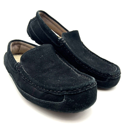 UGG Australia Ascot Men's Slippers Size 9 Black Suede Moc Toe Casual Slip On