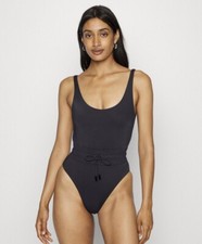Good American Brilliant Design Waist Framer One Piece Swimsuit Black Size 7 NWT