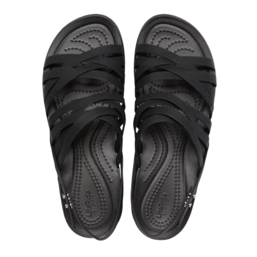 Crocs Brooklyn Women's Strappy Low Wedge Sandals Black Chai 206751 New - Picture 5 of 23