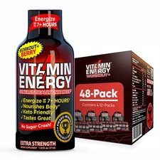 (48 Pack) Vitamin Energy® Workout+ Berry Energy Shots, Clinically Proven