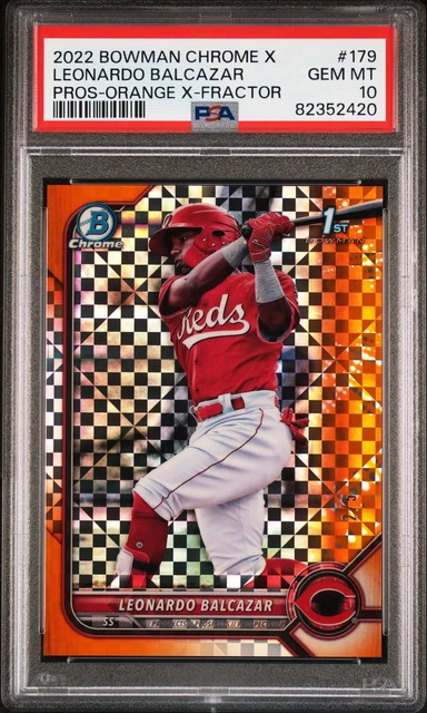 2022 1st Bowman Chrome X Leonardo Balcazar ORANGE X-FRACTOR #/5 PSA 10 Rare!!