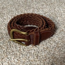 Old Navy Kids Genuine Leather Braided Brown Belt Vtg Boys Girls Sz S Small Brass