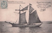 Carte postale ancienne BRETAGNE goélette pour l'ISLANDE chansons de Botrel timbr