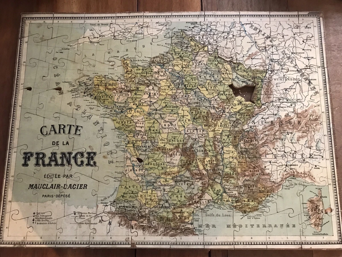 Ancien Puzzle Atlas Géographique 1900 – Jeux éducatifs Anciens