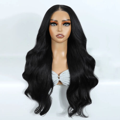 Synthetic Lace Front Wigs Long Body Wave Lace Wig Ombre Brown 6x4 Pre Plucked UK - Picture 13 of 27