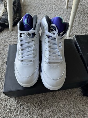 Jordan Air Jordan 5 Men's White/Purple/Teal/Black Leather Mid Top Sneakers