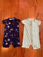 Little Sleepies Through My Telescope  Mint Green Zippy Pajamas Lot 2  12-18M