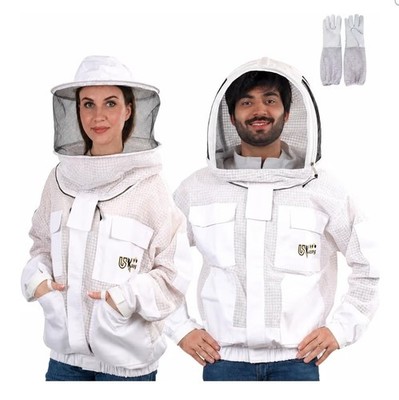 US Keepers 3 Layer Ultra Ventilated Beekeeping Jacket w/ Veil & Gloves