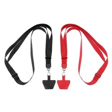 2Pcs Phone Lanyards, Adjustable Crossbody Neck Strap with Patch, Black Red