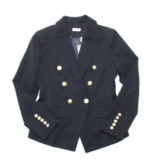 NWT Lilysilk Classic Double Breasted Slim Blazer Navy Double-Breasted Jacket M