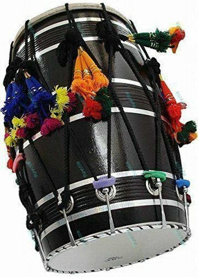 Mangoholz Punjabi Bhangra Dhol schwarz oberflächenfrei mit Beutel