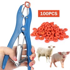 LAMB CASTRATION APPLICATOR SHEEP TAIL ELASTRATOR + 100 LEADER MARKING RINGS AUS