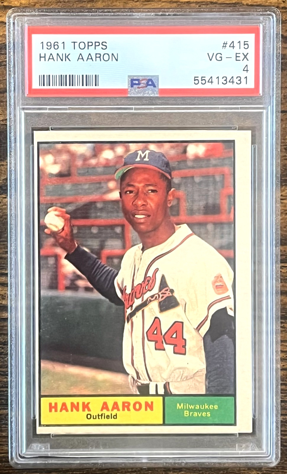 1961 Topps # 415 HANK AARON - PSA 4 VG/EX - HOF MILWAUKEE BRAVES