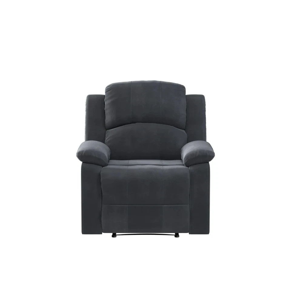 Manual Standard Recliner Arm Chair Big Tall Gray Microfiber Lounger Relax Seat - Image 2 of 4