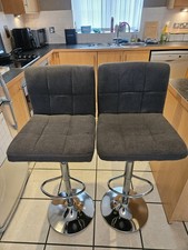 Bar Stools Set of 2, Adjustable Kitchen Stool, Upholstered Bar...