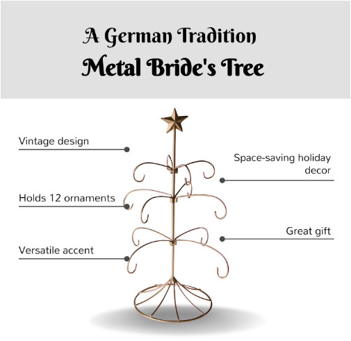 Bride's Traditional Metal Ornament Display Tree Stand Holder 18 Inch Tabletop