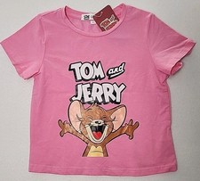 Girls Tom and Jerry Cartoon Retro Pink Shortsleeve T-shirt Size 5Y