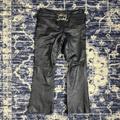 Cache Black Leather Pants 100% Genuine Leather Sz 8 With Belt
