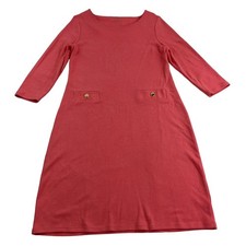 Talbots A-Line Dress Women’s Medium Salmon Pink 3/4 Sleeve Pockets 100% Cotton