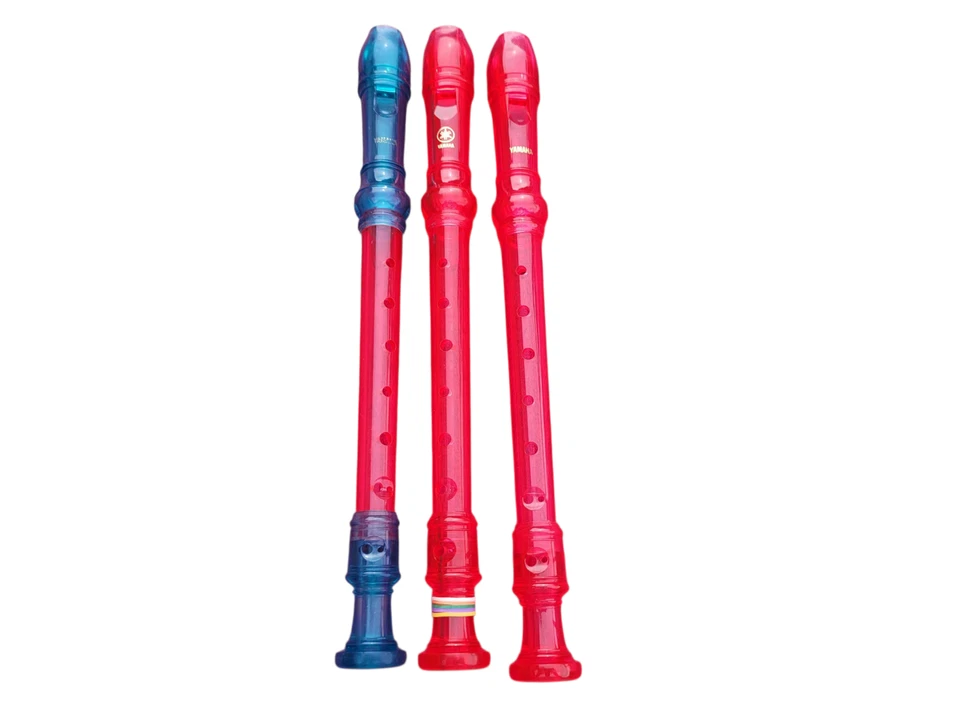 3 Yamaha Plastic Soprano Recorder Recorders Red Blue Ready to Play Student Model - Image 2 of 4